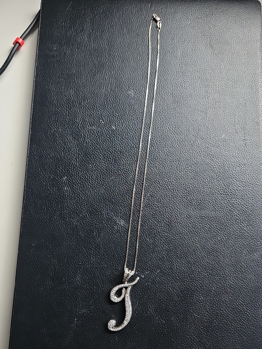Dainty Silver Initial 'J' Necklace with Crystal Accent